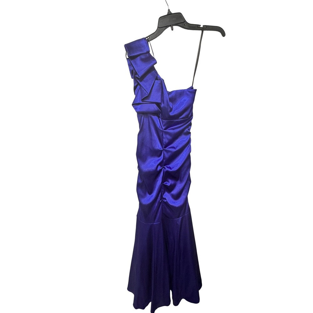Bee Darlin Royal Blue One Shoulder Ruched Formal Mermaid‎ Gown Size 5/6